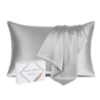 1 x RAW Customer Returns 100 Natural Mulberry Silk Pillowcase 25 Momme Grade 6A Organic Sensitive Skin - Afro - Curly Hair - Anti-Hair Loss - Perfect Gift 40x60cm - Grey  - RRP €47.41