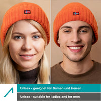 1 x RAW Customer Returns ACE Norway Winter Hat - Knitted Sheepswool Hat for Adults - Wool Beanie for Men and Women - Orange - RRP €38.74