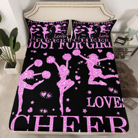 1 x Brand New Cheering Girls fitted sheet 90 x 200 Cheer Sport bedding set for cheerleader gifts teenage girls gymnastics dancers pink purple glitter sequins fitted sheet heart stars pattern decor 2 pieces - RRP €22.99