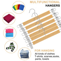 1 x RAW Customer Returns Trouser hangers wood 10 pieces, hooks strong anti-slip adjustable clips hooks, 360 robust skirt hangers made of wood space-saving trouser hangers for trousers shorts skirt socks underwear - RRP €20.16