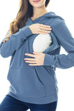 1 x RAW Customer Returns Smallshow Nursing Suit Maternity Fleece Nursing Jumper Nursing Top Maternity Hoodie Sweatshirt for Breastfeeding Dusty Blue 2XL - RRP €39.99