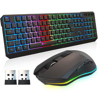 1 x RAW Customer Returns KLIM Blaze Chroma - NEW 2024 - Keyboard Mouse Set Wireless QWERTZ - Flat, Ergonomic - Mouse Keyboard for PC, Mac, PS4 PS5 - Built-in, long-lasting battery - RRP €65.52