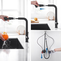 1 x RAW Customer Returns Auralum kitchen faucet black, kitchen faucet extendable, high pressure sink faucet with shower two water jet types, kitchen faucet 360 rotatable, kitchen mixer tap black - RRP €65.78