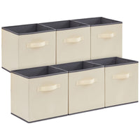 1 x RAW Customer Returns Lifewit 6 Pack Fabric Storage Boxes, Foldable Storage Cubes Kallax Boxes Storage Made of Nonwoven Fabric with Handle for Cube Shelf Kallax Boxes Shelf Insert, 26.5x26.5x28cm, Brown - RRP €24.19