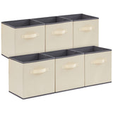 1 x RAW Customer Returns Lifewit 6 Pack Fabric Storage Boxes, Foldable Storage Cubes Kallax Boxes Storage Made of Nonwoven Fabric with Handle for Cube Shelf Kallax Boxes Shelf Insert, 26.5x26.5x28cm, Brown - RRP €24.19