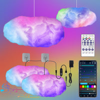 1 x RAW Customer Returns Lichaser 2 Pack RGB Rainbow Cotton LED Cloud Light, Cool Dimmable Decorative Lights LED Cloud Lights with Bluetooth APP and 2.4G Remote Control for Rooms, Bedroom Decoration 2 Pack, RGB IC  - RRP €49.99