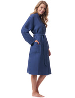 1 x RAW Customer Returns Morgenstern Bathrobe Ladies Waffle Pique Light Cotton Size S Blue - RRP €40.28