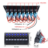 1 x RAW Customer Returns Geloo 8 Gang Marine Switch Panel Waterproof Toggle Rocker Switch Panel 12V 24V Circuit Breaker blue LED for Car RV Vehicle Boat Yacht - RRP €56.04