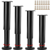 1 x RAW Customer Returns Pack of 4 furniture feet, height adjustable, furniture legs made of black metal, adjustable furniture feet, DIY feet for furniture 250-420 mm, bed feet for sofa, bedside table, cupboard, can be used for various- RRP €27.22