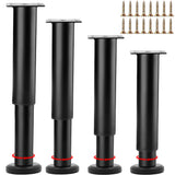 1 x RAW Customer Returns Pack of 4 furniture feet, height adjustable, furniture legs made of black metal, adjustable furniture feet, DIY feet for furniture 250-420 mm, bed feet for sofa, bedside table, cupboard, can be used for various- RRP €27.22