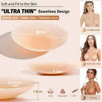 1 x Brand New Xnova Self-Adhesive Nipple Covers Ultra Thin 2 4 Pairs, Reusable Silicone Nipple Pads Set with Storage Bag for Women Brown-2 Pairs  - RRP €27.6