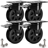 1 x RAW Customer Returns Heavy duty castors 4 pieces Asibaade 100 mm swivel castors including mounting accessories transport castors with brakes 360 rotation up to 600 KG load capacity no marks quiet castors for furniture - RRP €32.99