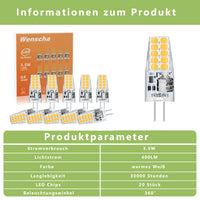 1 x RAW Customer Returns G4 LED warm white, 10x 3.5W bulb, G4 12V LED lamp warm white 3000K 20x 2835 SMD replaces 40W halogen lamp, 400 lumen pin base lamp, no flickering, 360 beam angle spot, not dimmable - RRP €15.12