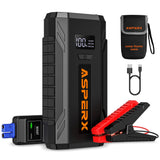 1 x RAW Customer Returns ASPERX Jump Starter Power Bank 2000A Peak Car Jump Starter Power Bank 12V Booster Car Jump Starter Up To 8.0L Petrol Or 6.5L Diesel With LED Flashlight Jumper Cable Jump Starter For Motorcycle SUV - RRP €69.99