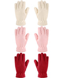 1 x RAW Customer Returns Geyoga 3 Pairs Kids Fleece Gloves Full Finger Mittens for Boys Girls Light Pink, Beige, Red, S 4-7 Years  - RRP €11.39