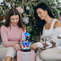 1 x RAW Customer Returns FAYODO Beauty and the Beast Eternal Rose, Galaxy Rose Gift for Girlfriend, Rose in a Glass Dome with LED Light, Gift for Mom Blue  - RRP €25.99