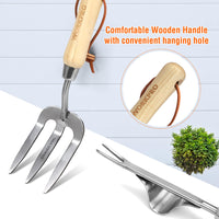 1 x RAW Customer Returns WORKPRO garden tool set, 8 in 1 garden tools with storage bag, made of stainless steel, garden shovel with wooden handle, flower scissors, garden claw, hand cultivator, gift for gardeners - RRP €42.99