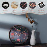 1 x RAW Customer Returns Plumeet 30cm Anti-Ticking Silent Wall Clock with Modern and Beautiful Design for Living Room, Large Kitchen Wall Clock, Battery Operated Black Rose Gold  - RRP €20.33