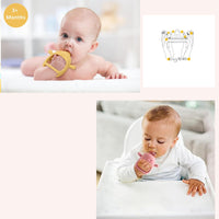 8 x Brand New KingNoble- Teething ring for babies Baby toy from 3 months Teething aid BPA free Made of silicone Teething toy to soothe sore gums Mango  - RRP €192.0