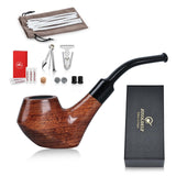 1 x RAW Customer Returns Wooden Tobacco Pipes Kit - Joyoldelf Creative Wooden Tobacco Pipes with Pipe Cleaners, Pipe Accessories, with Flannel Bag in Gift Box - RRP €23.18