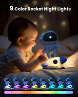 1 x RAW Customer Returns MERTTURM starry sky projector, planetarium projector lamp for bedroom ceiling, 13 HD 4K planet discs, rocket night light in 9 colors, LED starry sky projector for children adults - RRP €39.99