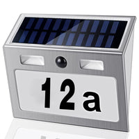 1 x RAW Customer Returns Solar House Number Illuminated with Motion Sensor Outdoor, Stainless Steel Solar House Number with Twilight Switch Waterproof, 7 LEDs Solar House Number Light with Numbers Letters, Type B - RRP €29.99