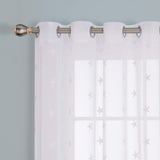 1 x RAW Customer Returns Deconovo voile curtains with eyelets, linen look, transparent curtains with embroidery star, 229 x 140 cm height x width , white, set of 2 - RRP €23.14