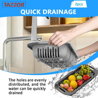 3 x Brand New TAZZOR Kitchen Sink Strainer 2 Pieces Sink Drainer with Towel Holder Adjustable Sink Strainer, Sink Organizer, BPA Free Sink Drainer for Washing Fruits and Vegetables - RRP €57.6