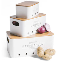 1 x RAW Customer Returns Homety Potato Storage Box Set of 3 - Decorative Kitchen - the Ideal Way for Onion Storage, Potato Storage and Garlic Storage White  - RRP €64.97