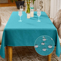 2 x Brand New BALCONY FALCON Tablecloth Square Waterproof Tablecloth Linen Look Tablecloth Washable Tablecloth Linen Table Runner Table Linen Square Rectangular Lake Blue, 140 x 180 cm  - RRP €81.98