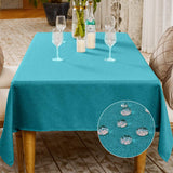 2 x Brand New BALCONY FALCON Tablecloth Square Waterproof Tablecloth Linen Look Tablecloth Washable Tablecloth Linen Table Runner Table Linen Square Rectangular Lake Blue, 140 x 180 cm  - RRP €81.98