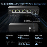 1 x RAW Customer Returns MokerLink 5 Port 2.5G Ethernet Switch with 10G SFP, 5 x 2.5G Base-T Ports Compatible with 10 100 1000Mbps, Metal Unmanaged Fanless Network Switch - RRP €70.86