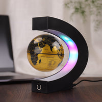 1 x RAW Customer Returns Magnetic Floating Globe with Colored LED Lights C Shape Anti-Gravity Maglev Rotating World Map for Gift Home Office Desk Decoration With Switch, Gold  - RRP €31.99