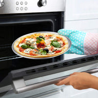 1 x RAW Customer Returns TEAMFAR pizza tray, round pizza pan, pizza pan set of 4 made of stainless steel, 29 cm pizza baking tray for baking in the oven, healthy durable, easy to clean dishwasher safe - RRP €33.91