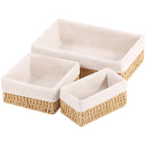 1 x RAW Customer Returns OUTBROS Three-Piece Set Storage Basket, Rectangular Wicker Baskets, Stackable Woven Baskets, Bathroom Space Organization, Paper Rope, Nature, STB202-ZN - RRP €39.98