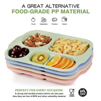 1 x RAW Customer Returns Greentainer menu plate 4 PCS divided plate set, 5-compartment 28cm PP plate, unbreakable and shatter-proof separating plate for children adults, table service microwave dishwasher safe, colorful, modern - RRP €24.99