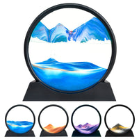 1 x RAW Customer Returns Sand pictures for rotating, 3D sand picture with plastic base sand pictures flowing hourglass aesthetic dynamic sand art picture for living room office work table sand art blue sandscape 12 sand landscape - RRP €26.84