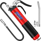 1 x RAW Customer Returns Motovecor Grease Gun, Heavy Duty Professional Premium Gun 18 Inch Flex Hose, 6000 PSI 14Oz 400cc Black Red Red Upgrade  - RRP €27.08