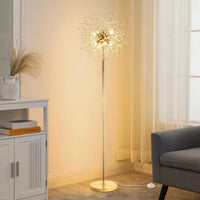 1 x RAW Customer Returns Rayofly Modern Floor Lamps, Gold Fireworks Crystal Floor Lamp Living Room, 8-Light Crystal Floor Lamps with Foot Switch, High 172CM, Glass Metal Floor Lamp, Golden Floor Lamp for Bedroom - RRP €89.99