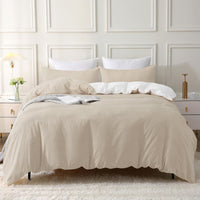 1 x RAW Customer Returns SOULFUL bed linen 135x200 cotton 2 pieces, bed linen sets camel beige with zipper, similar texture to stone washed linen, contains 1 duvet cover 135x200 and 1 pillowcase 80x80 - RRP €37.3