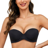 1 x RAW Customer Returns MELENECA Women s Push Up Thick Padded Reusable Underwire Strapless Bra Black 90C - RRP €30.24