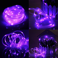 1 x RAW Customer Returns Solar Rope Light Outdoor, DINOWIN 39 ft 12M 100 LEDs Tube Fairy Lights Waterproof Tube Light Light Tube for Garden Yard Path Fence Tree Wedding Party Decoration Modern Purple  - RRP €18.99