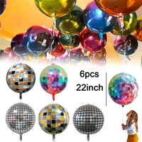 12 x Brand New Foil Balloons, Aluminum Disco Balloons 6 Pieces 22 Inch Large 4D Silver Mirror Metallic Balloons for Disco Dance Hen Party Balloons - RRP €244.8