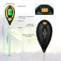 1 x RAW Customer Returns flintronic 4 in 1 Soil Tester, Soil pH Meter, for Soil Moisture pH Tester Sunlight Light Moisture Meter, for Plant Soil, Garden, Farm, Lawn, Vegetable Garden, Oval - RRP €11.81