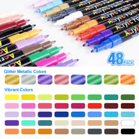 1 x RAW Customer Returns 48 acrylic pens for stones waterproof, stones for painting acrylic pens for stones, acrylic pens waterproof pens stones painting pens for wood glass paper ceramic pumpkin paper, craft set children - RRP €28.27