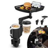 1 x RAW Customer Returns Ruucy Car Cup Holder Table Tray Stretchable, 360 Adjustable Car Table with Cup Holder Cell Phone Holder, Universal Car Multifunctional Table Snack Tray Car Organizer for Car Cup Holder - RRP €24.07