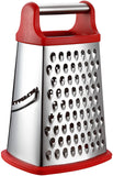 1 x RAW Customer Returns VBOK IGFE 4-sided grater made of stainless steel, kitchen grater for coarse and fine grating, for fruit, vegetables, carrots, cheese, dishwasher safe - red - RRP €12.99