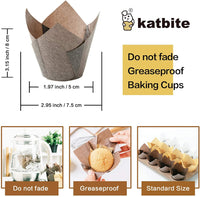 1 x RAW Customer Returns katbite Tulip Paper Muffin Cases, 200 Pieces Cupcake Baking Cups for Party Wedding Birthday, Muffin Form in White, Brown, Dark Brown - RRP €16.99