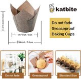 1 x RAW Customer Returns katbite Tulip Paper Muffin Cases, 200 Pieces Cupcake Baking Cups for Party Wedding Birthday, Muffin Form in White, Brown, Dark Brown - RRP €16.99