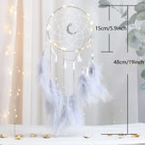 1 x RAW Customer Returns Nice Dream Dream Catcher with LED Light, Handmade Dreamcatcher with Feathers, Maiden Room Bedroom Romantic Decoration, for Wall Hanging Home Decor Ornaments Crafts Grey - RRP €9.99